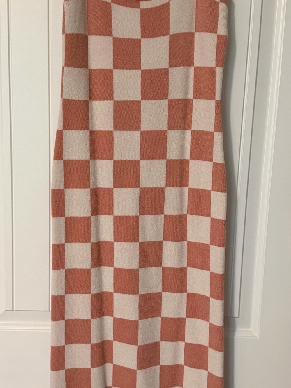 Checkerboard Maxi Dress in Cream and Terracotta